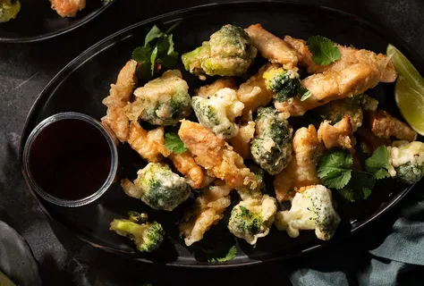 Korean salmon in sesame tempura