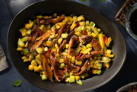 Teriyaki duck salad with Thai basil