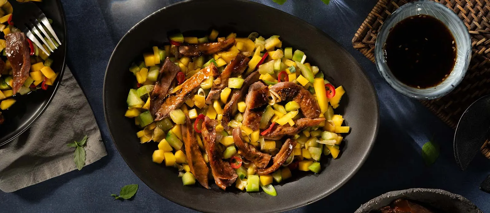 Teriyaki duck salad with Thai basil