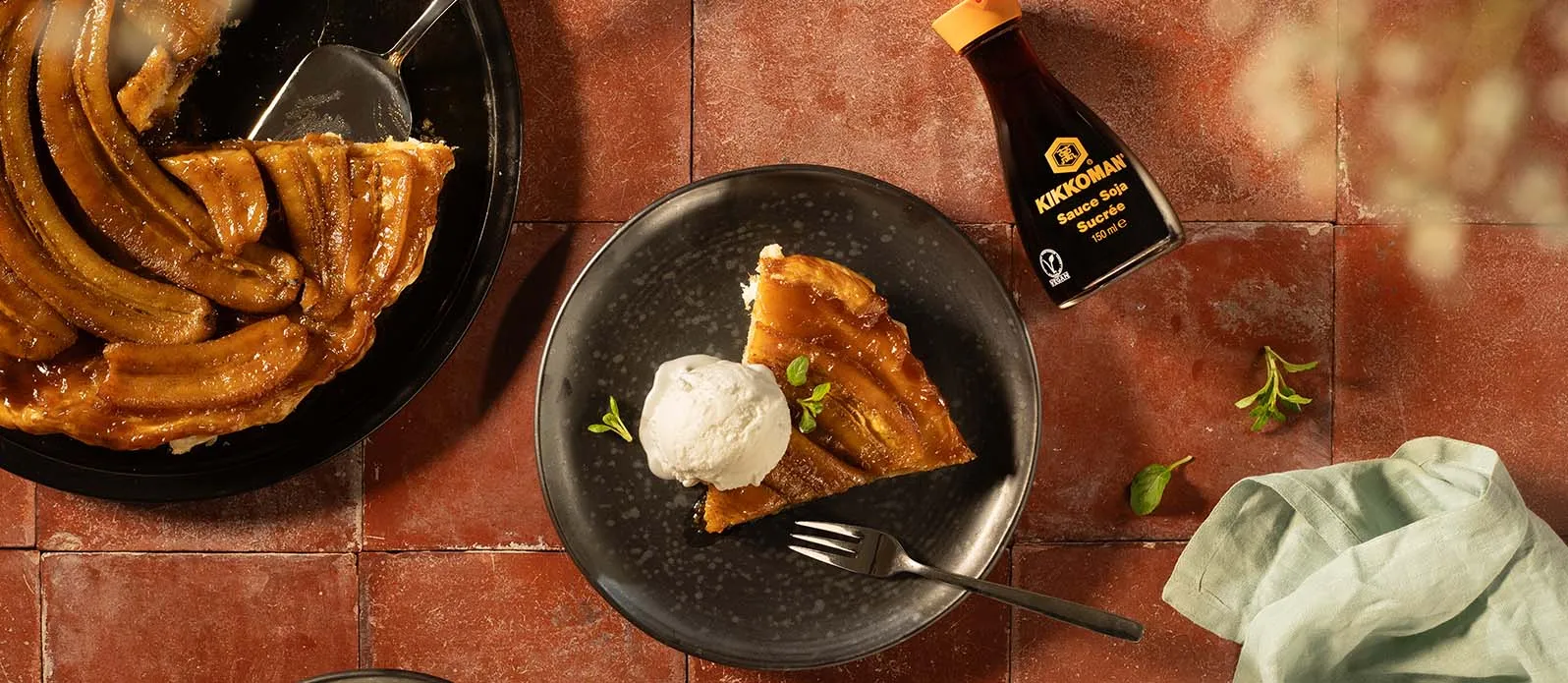 Banana tarte Tatin with sweet soy