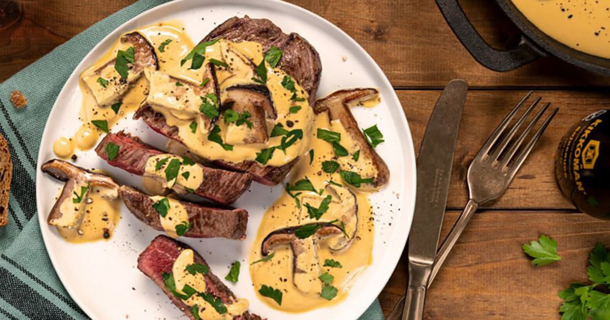 Mushroom sauce with cream, mustard and soy sauce | Recipe | Kikkoman