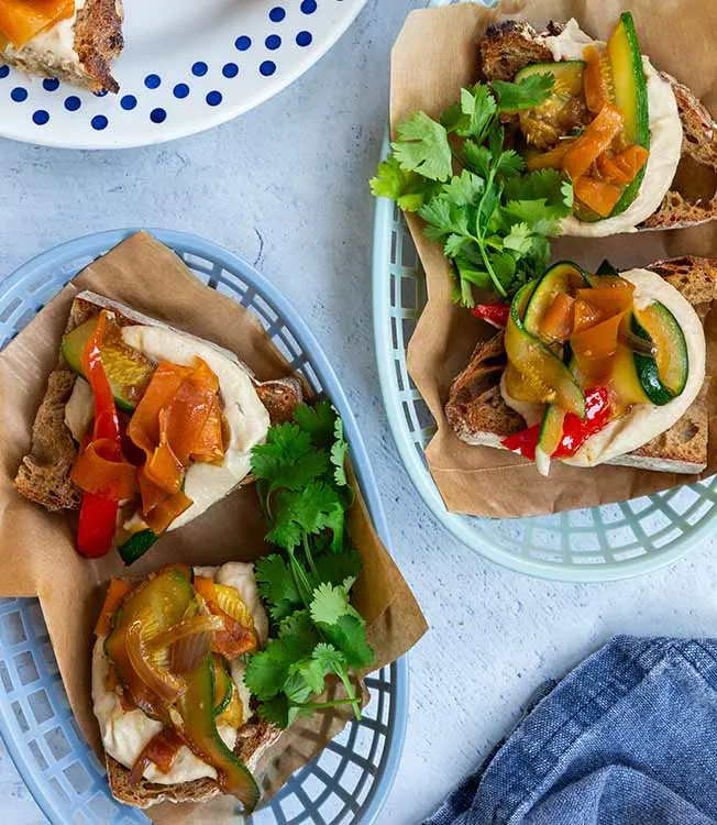 Toast with Butterbean Spread and ponzu-Glazed Vegetables