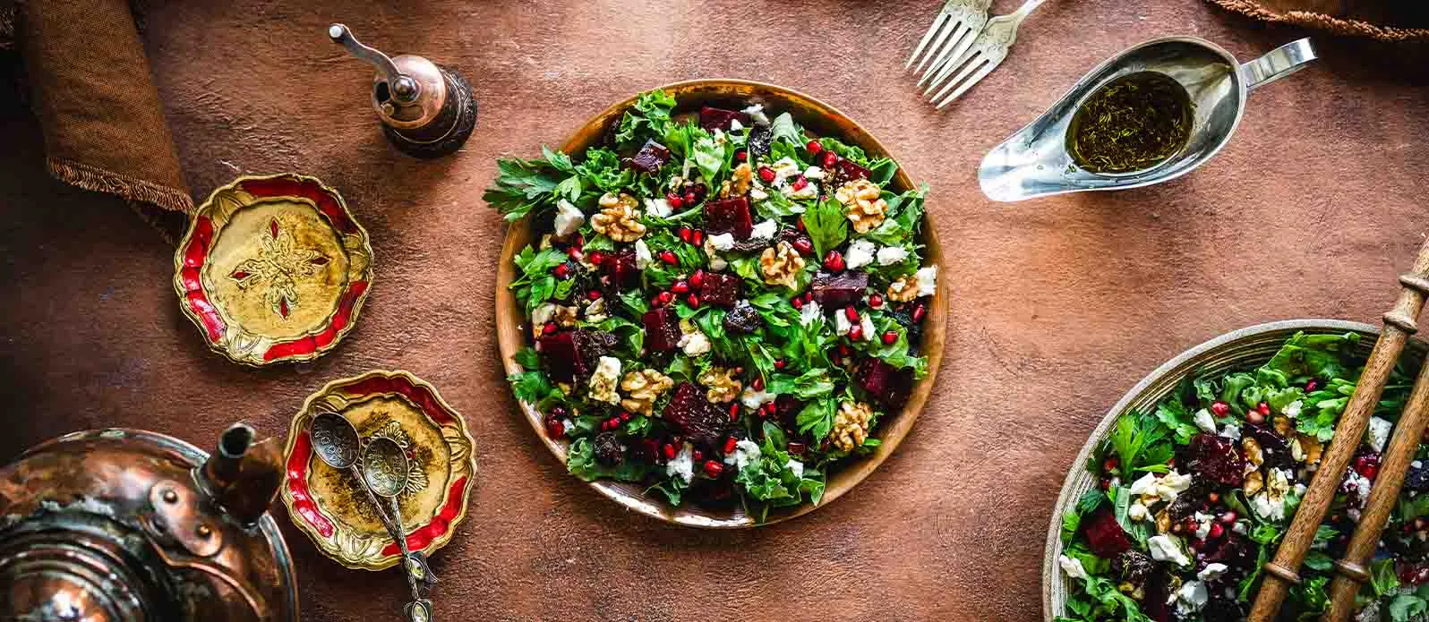 Kale salad with roasted beetroots & feta