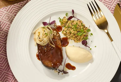 Braised beef shoulder with celeriac & quinoa
