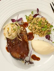 Braised beef shoulder with celeriac & quinoa