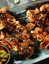 Grilled teriyaki chicken skewers