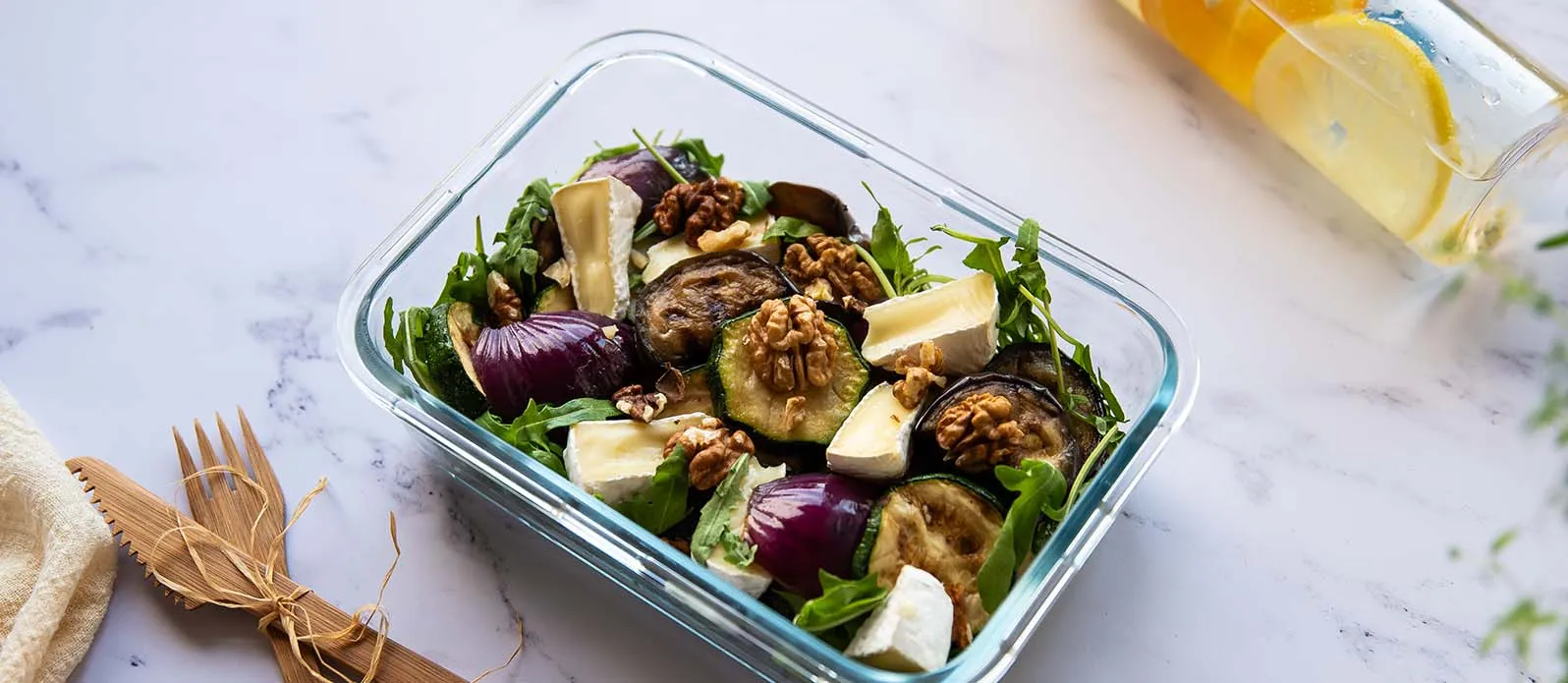 Grilled veg & camembert salad