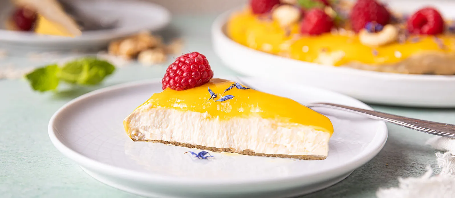 Tofu cheesecake with mango mousse