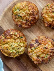 Savoury Muffins with Zucchini, Chopped Almonds, Soy Sauce, and Grated Cheese