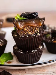 Vegan chocolate cups with miso caramel