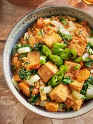 Red lentil dal with tofu and ginger