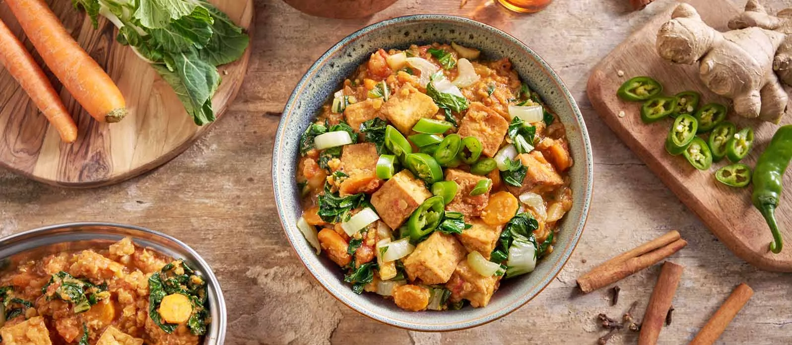 Red lentil dal with tofu and ginger