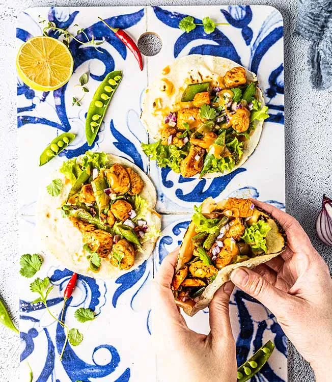 Chicken-pea tortilla with sweet soy sauce