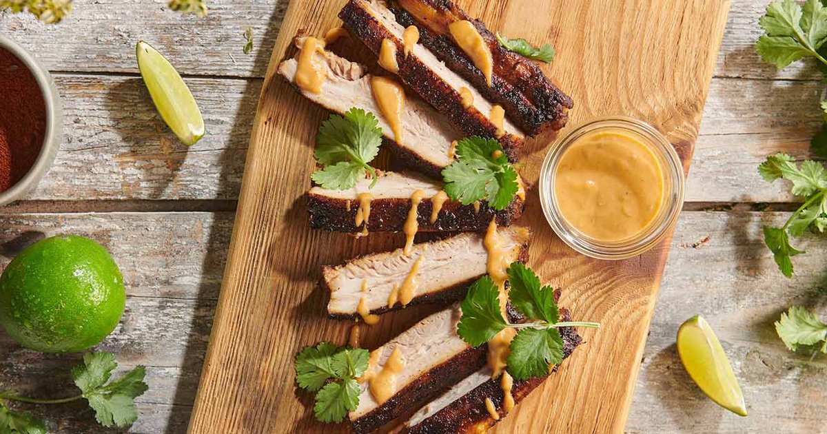 Braised pork belly with apple and mustard dressing | Kikkoman