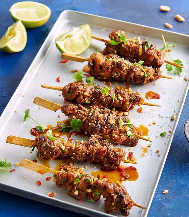 Korean-style Kimchi lamb skewers