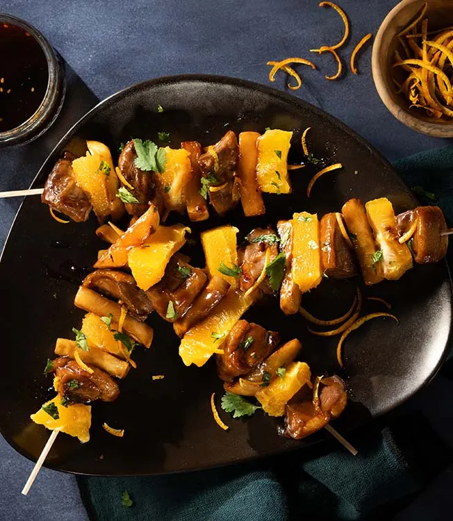 Teriyaki duck bites with orange