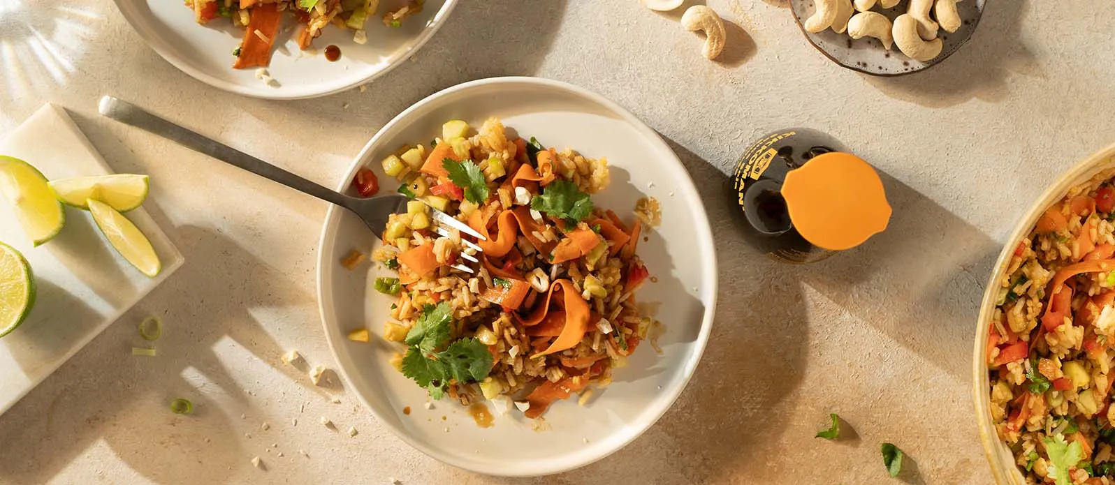 Asian rice salad with sweet soy dressing