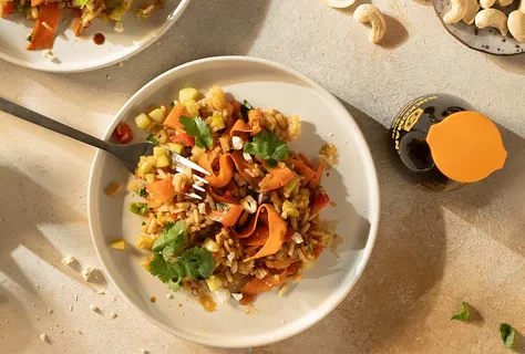 Asian rice salad with sweet soy dressing