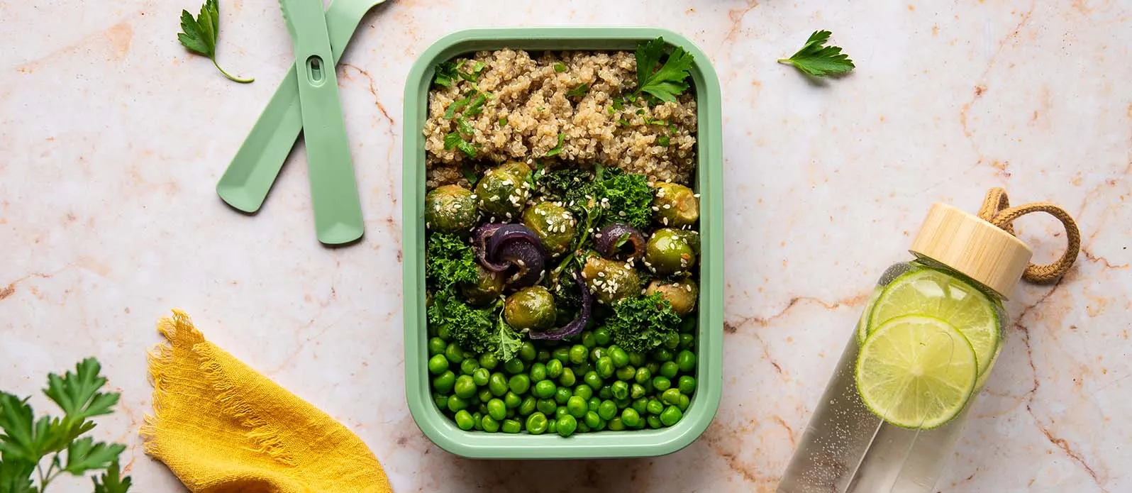 Tahini-soy glazed veggies with quinoa