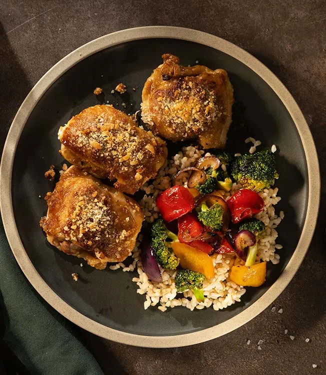 Crispy peanut butter chicken thighs