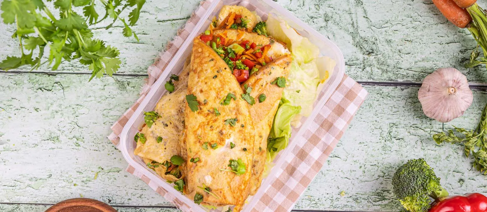 Asian omelette with stir-fried vegetables