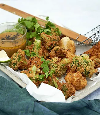 Veggie nuggets with miso dip
