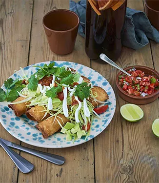 Crispy chicken taquitos